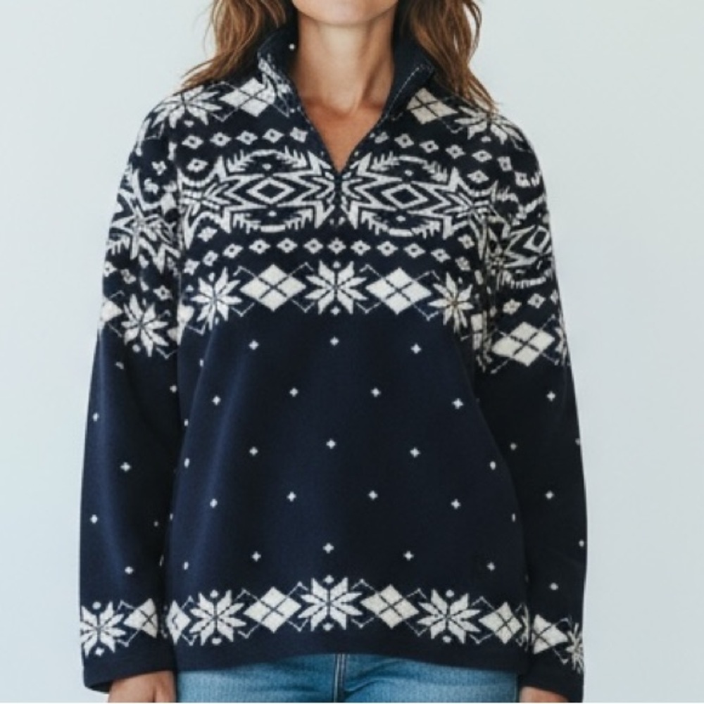 Lauren Ralph Lauren Classic Navy Ski Style Cozycore Fleece Quarter-Zip Size P/S